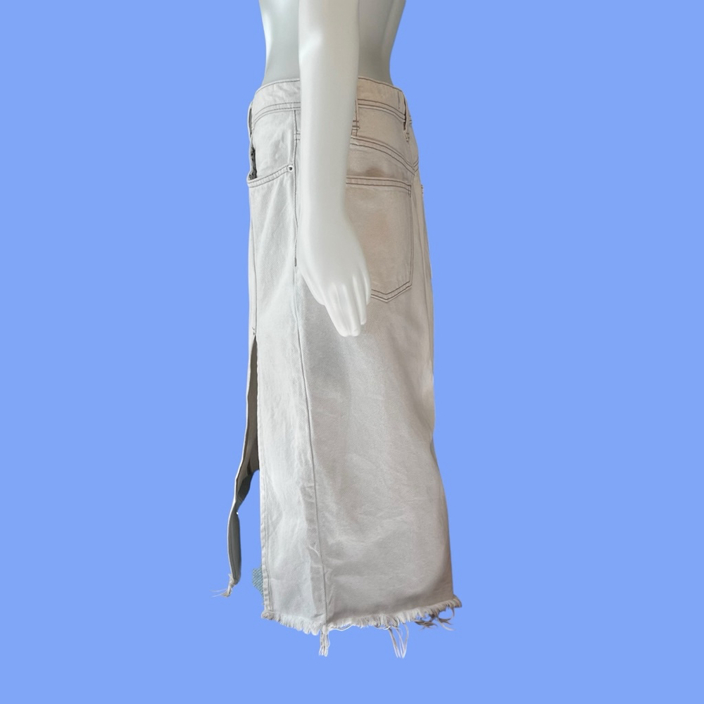 Free People We The Free Mambo White Wash Denim Midi Skirt, 28 - Picture 9 of 16